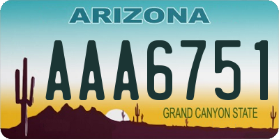 AZ license plate AAA6751