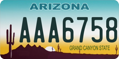 AZ license plate AAA6758