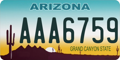 AZ license plate AAA6759