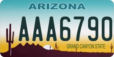 AZ license plate AAA6790
