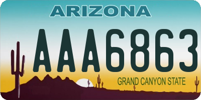 AZ license plate AAA6863