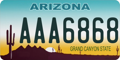 AZ license plate AAA6868
