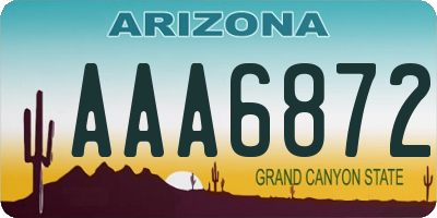 AZ license plate AAA6872