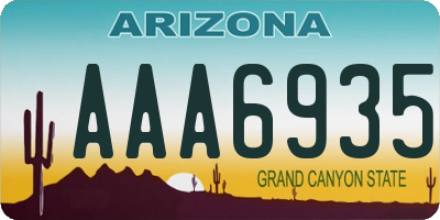 AZ license plate AAA6935