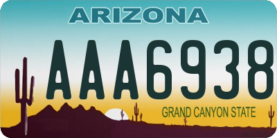 AZ license plate AAA6938