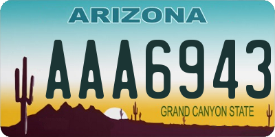 AZ license plate AAA6943