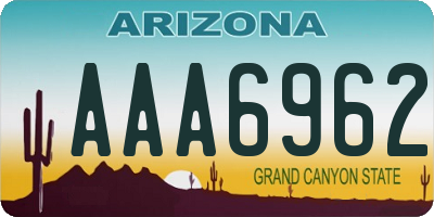 AZ license plate AAA6962