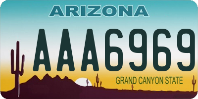 AZ license plate AAA6969