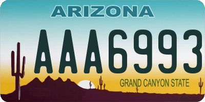 AZ license plate AAA6993