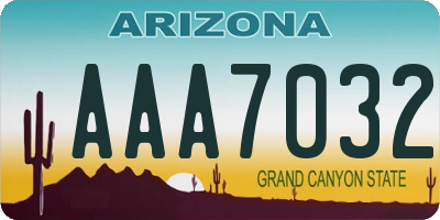 AZ license plate AAA7032