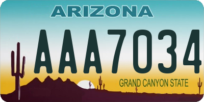 AZ license plate AAA7034