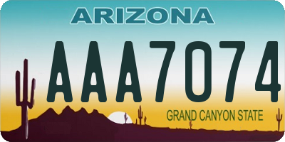 AZ license plate AAA7074