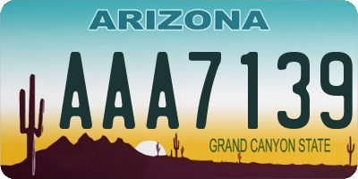 AZ license plate AAA7139
