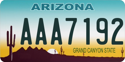 AZ license plate AAA7192