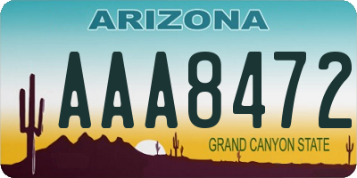AZ license plate AAA8472