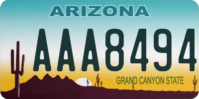AZ license plate AAA8494