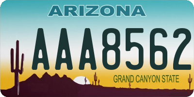 AZ license plate AAA8562