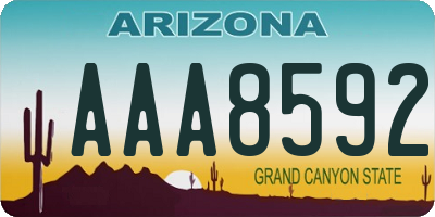 AZ license plate AAA8592