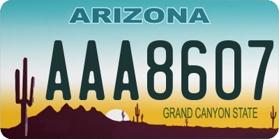 AZ license plate AAA8607
