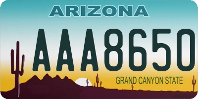 AZ license plate AAA8650