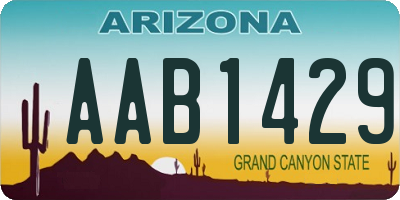 AZ license plate AAB1429