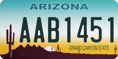 AZ license plate AAB1451