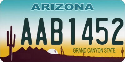 AZ license plate AAB1452