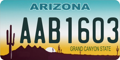 AZ license plate AAB1603