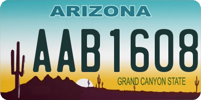 AZ license plate AAB1608