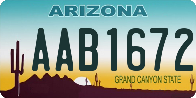 AZ license plate AAB1672