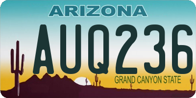 AZ license plate AUQ236