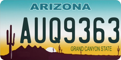AZ license plate AUQ9363