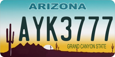 AZ license plate AYK3777