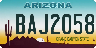 AZ license plate BAJ2058