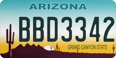AZ license plate BBD3342