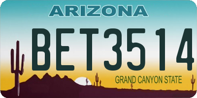 AZ license plate BET3514