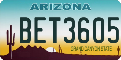 AZ license plate BET3605