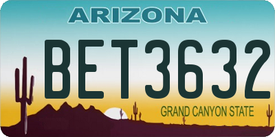 AZ license plate BET3632