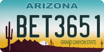 AZ license plate BET3651