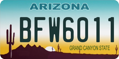 AZ license plate BFW6011