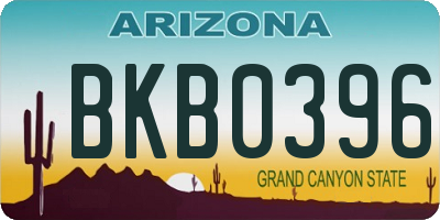 AZ license plate BKB0396