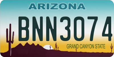 AZ license plate BNN3074