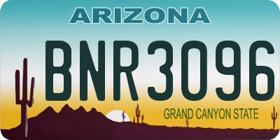 AZ license plate BNR3096
