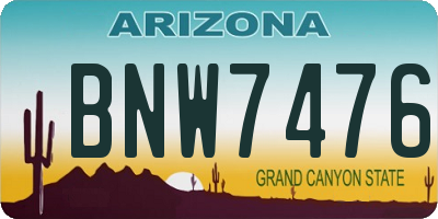 AZ license plate BNW7476