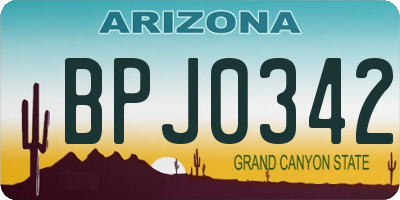 AZ license plate BPJ0342