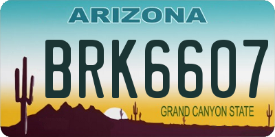 AZ license plate BRK6607