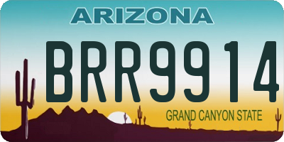 AZ license plate BRR9914