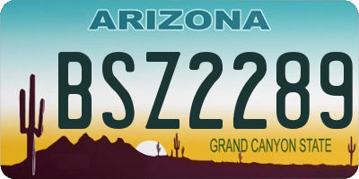 AZ license plate BSZ2289
