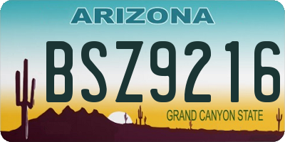 AZ license plate BSZ9216