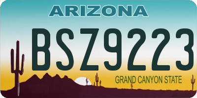 AZ license plate BSZ9223